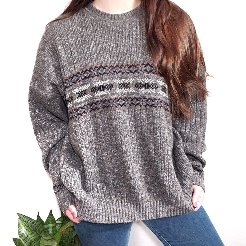 Vintage Oversized Fair Isle Knitted Sweater